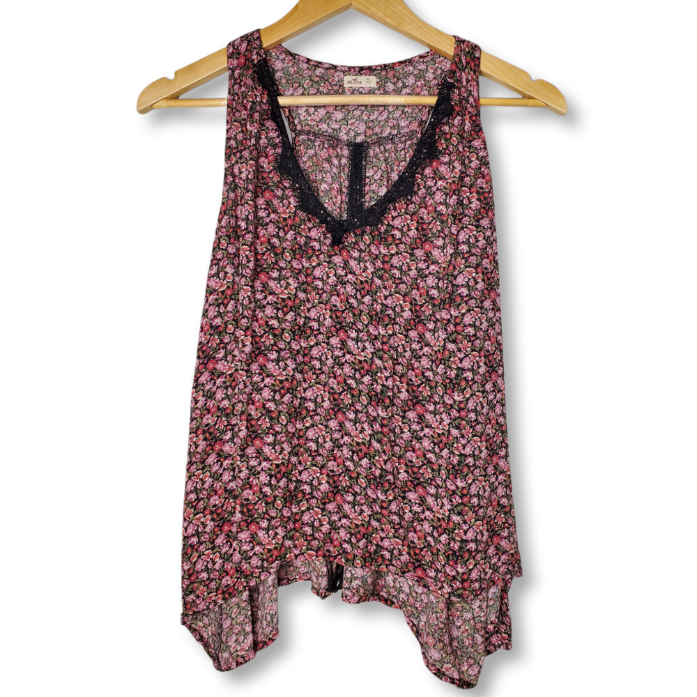 Hollister Open Back Assymetrical Floral Tank Top Size XS